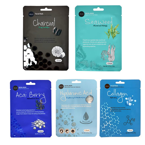 Celavi Essence Facial Sheet Mask Variety Set - 17 Packs of Classic Korean Skincare