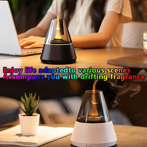 KadiDise 120ml 7-Color Flame humidifier,Flame Aroma Diffuser, Flame Humidifier, Essential Oil Aromatherapy Diffuser
