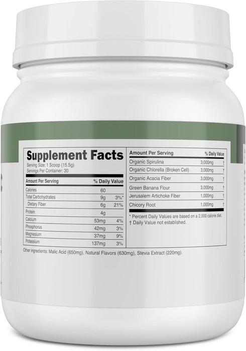 Transparent Labs Prebiotic Greens Superfood Powder & Antioxidants Supplement with Organic Spirulina, Chlorella, Acacia