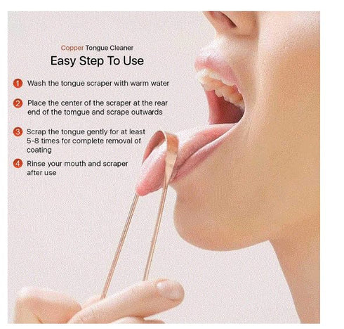 Tongue Scraper for Adults, Set of 6 Premium Copper Cleaners, Easy to Use for Oral Care & Hygiene