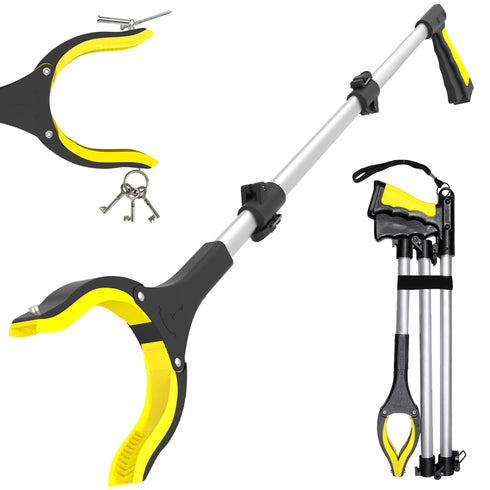 38" Extra Long Grabber Tool, Lightweight Reaching Aid with 360° Rotating Anti-Slip Jaw for Elderly