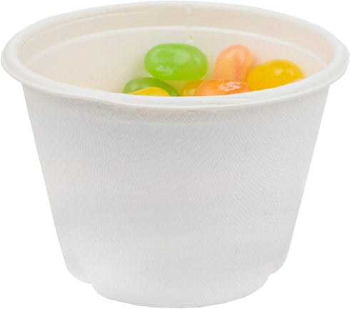 Golden Apple 4oz-50ct Portion Cups, Compostable Sugarcane/Bagasse, Biodegradable Sample Food Cups