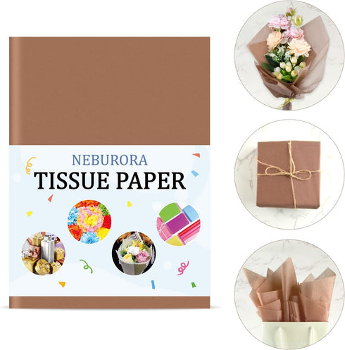 NEBURORA 120 Sheets Brown Tissue Paper 14 x 20 Inches Dark Brown Wrapping Tissue Paper Bulk Brown Wrap Paper Sheets for Gift Bags Packaging Floral Filler Crafts Birthday Christmas Holiday Decor(Brown) by NEBURORA