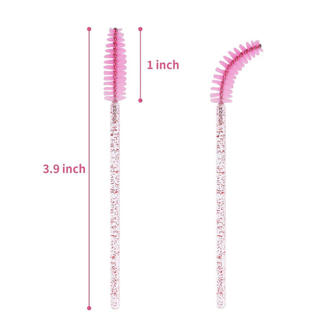 CHEFBEE 100PCS Disposable Eyelash Brush, Light Pink Mascara Wands Applicators Kits for Eyelash Extensions and Eyebrow