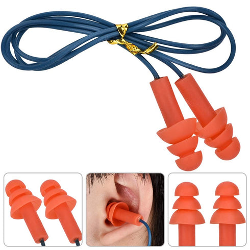 Corded Silicone Noise Reduction Ear Plugs - Metal Detectable Hearing Protection
