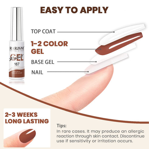 RARJSM 6pcs Nail Art Gel Liner Set, Nude Color Striping Gel Nail Polish with Thin Brush for Home DIY Salon