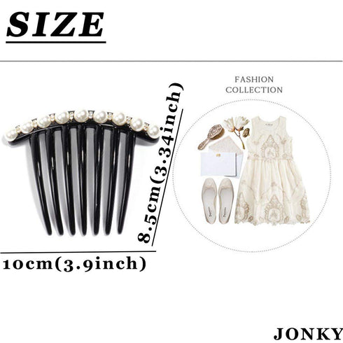 JONKY JONKY French Twist Hair Comb, Pearl Fancy Hair Accessories for Women (Pack of 2)
