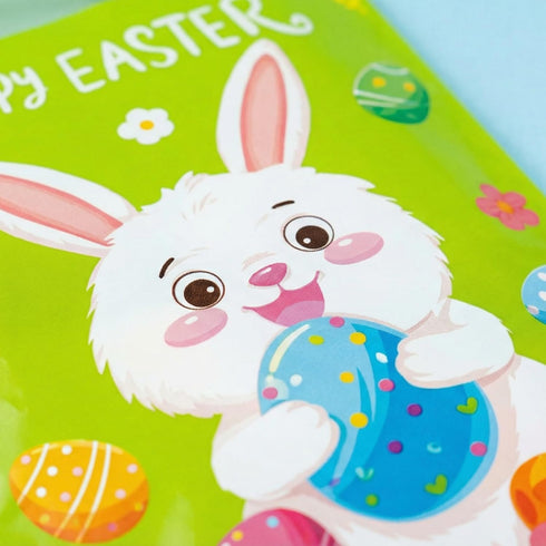 Lanfixilly 50 Easter Gift Bags with handles Colorful Pcs,Plastic Easters Eggs Bunny Goodie Candy Tote Favor Bag