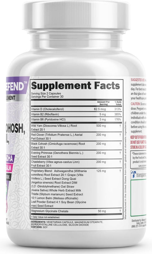 Clean Nutra Wild Yam Root Capsules with Red Clover, Black Cohosh, Evening Primrose Oil & Hormone Balance for Women
