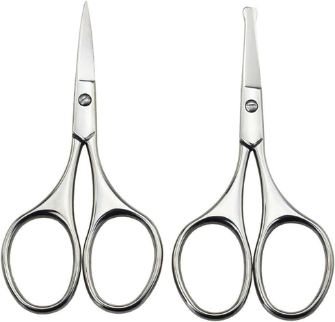 Nose Hair Trimmer Scissors - 3.4" Round Tip Scissors for Ear Eyebrow Beard Mustache Trimming - Multi-Purpose Beauty Tool