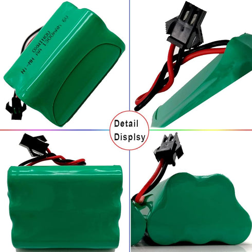 OXWINOU 6V 1300mAh Pack 2P AA5SW (2-Pack) Ni-MH AA Rechargeable Battery with SM Plug for Toys, Lighting and Electric