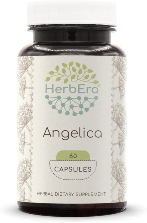 Angelica 60 Capsules, 500 mg Concentrated Liquid Drops of Natural Angelica (Angelica archangelica) Dried Root