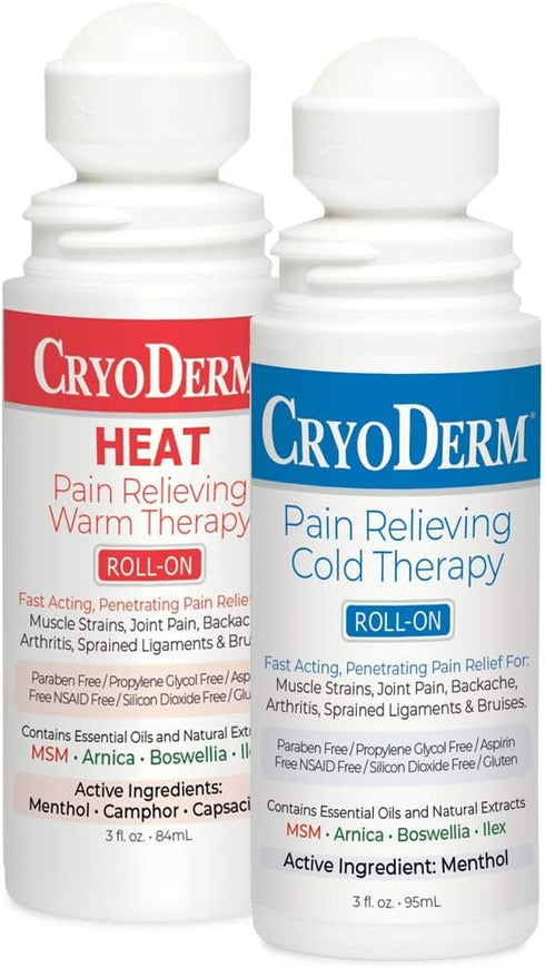 CryoDerm 3 oz Cold & Heat Roll On Combo