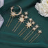 Unicra Crystal Bridal Hair Pins Pack of 5, Gold Star Moon Goddess Hair Accessories for Women and Girls
