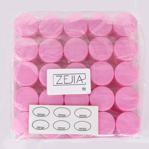 ZEJIA 3 Gram Sample Containers with Lids, 50 Count Tiny Jars for Makeup, Lip Balms, Lotion, Powder (Pink Lids)