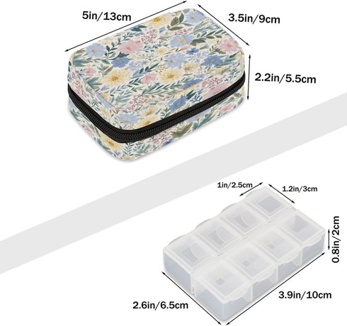 Skerhhux 7 Spring Flowers Art Pill Case Travel Pill Organizer Weekly Day Portable with Zipper Medicine Box Pill Case