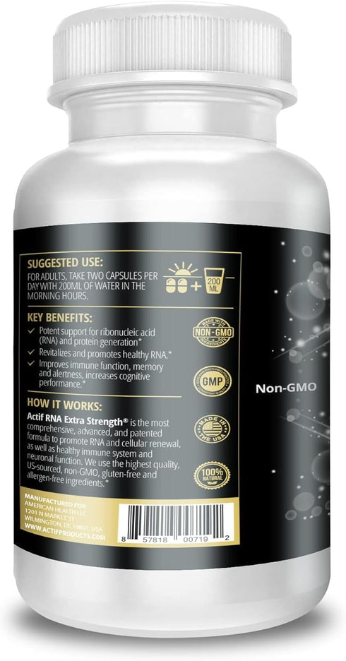 ACTIF RNA Extra Strength 1000 Mg Supplement, Memory and Immune Support, 60 Capsules