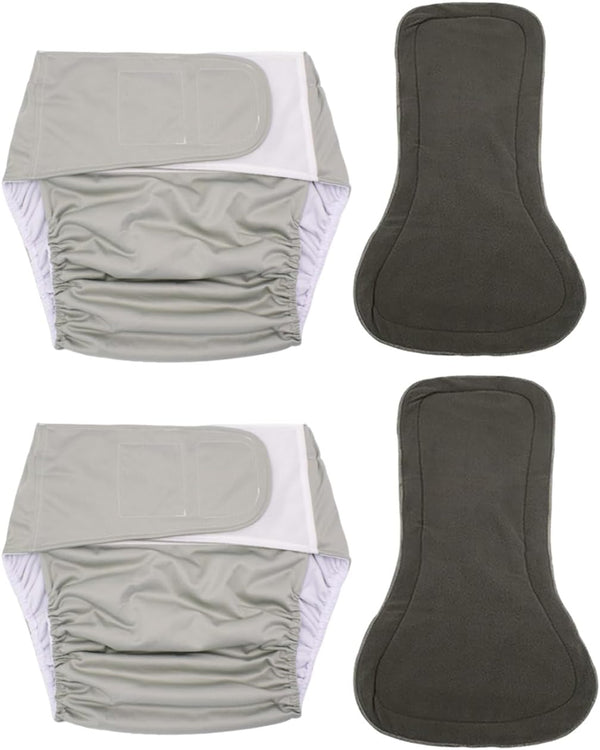 YingXue 2-Pack Reusable Adult Incontinence Diapers with Absorbent Pads Washable Leak-Proof Underwear with
