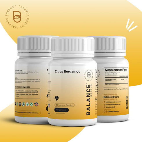 Citrus Bergamot 500mg - Revitalize Your Heart Health - Advanced Bergamot Supplement for Metabolism & Cholesterol Health - 60 Vegan Capsules by Balance Breens