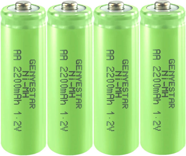 Rechargeable AA NIMH 1.2V 2200mAh High Capacity Batteries, 4 Pack, Pre-Charged for Solar Light Replacement