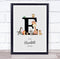 The Card Zoo New Baby Birth Details Nursery Jungle Animals Initial E Keepsake Gift Print