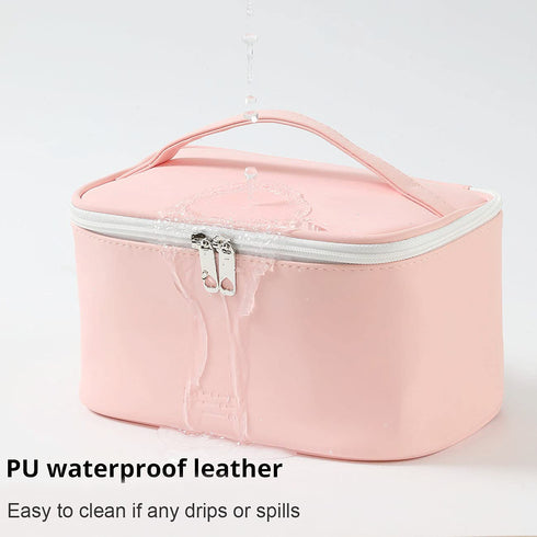 Makeup Bag by Meiyuuo, Medium Travel Pouch for Women, Waterproof Cute Toiletry Case (Light Pink)