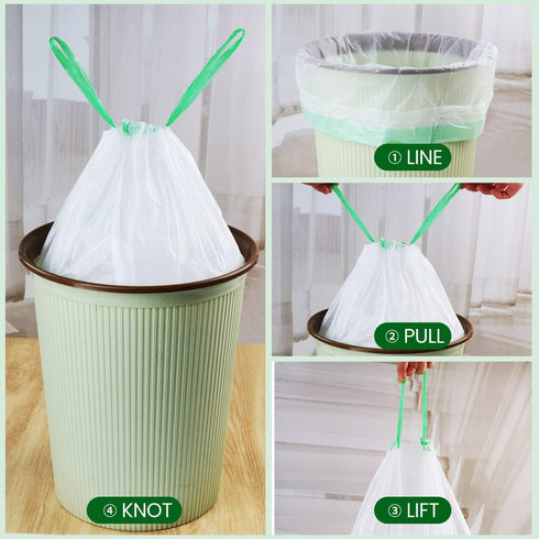 Compostable Trash Bags, 4 Gallon Drawstring, 100 Count, Toughness Unscented Small Garbage Bags for Home Office