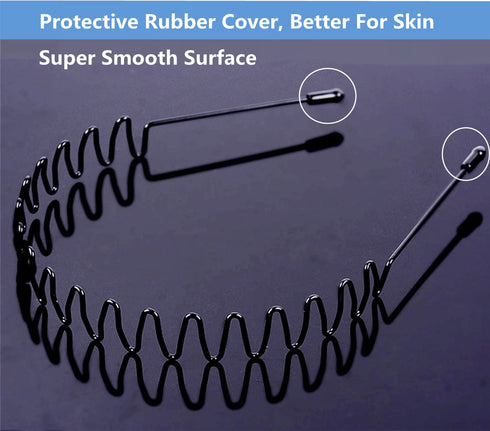 Metal Hair Band, Black Unisex Fashion Headband, Sports Hairband with Non-Slip Wavy Teeth