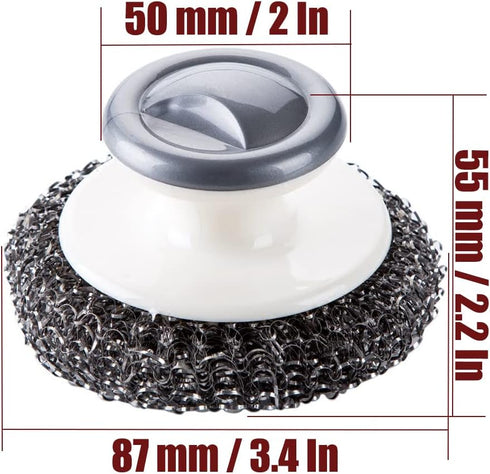 4 Pcs Stainless Steel Wool Scrubber with Handle, Cleaning Supplies for Dishes, Pots, Pans, Grills
