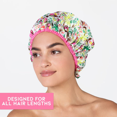 Reusable Shower Cap & Bath Cap, Oversized Waterproof Shower Caps for All Hair Lengths
