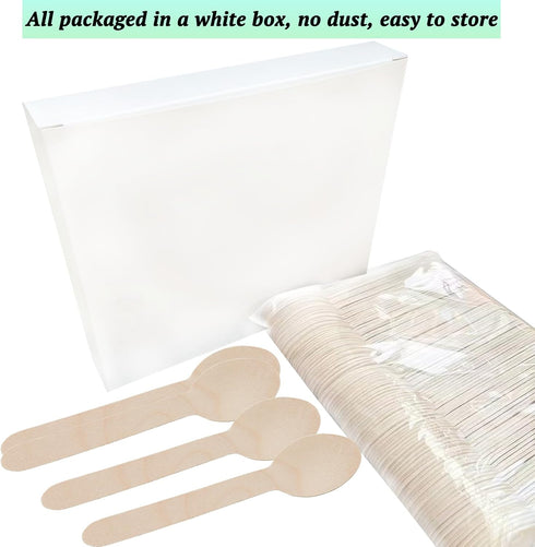 200 Pack Wooden Disposable Spoons, 6.3 Inch Biodegradable Cutlery for Parties, Dinners, Catering Services