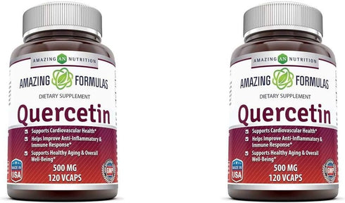 Amazing Formulas Quercetin 500 Mg - 120 VCaps Vegan Dietary Supplement, Non-GMO, Gluten Free for Optimal Health