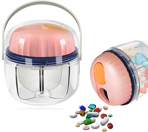 HMTRADE Portable Pill Box Bottle Organizer,Weekly Pill Organizer 7-Day Travel Medicine Organizer,Cute Medicine