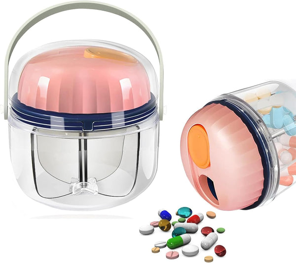 HMTRADE Portable Pill Box Bottle Organizer,Weekly Pill Organizer 7-Day Travel Medicine Organizer,Cute Medicine