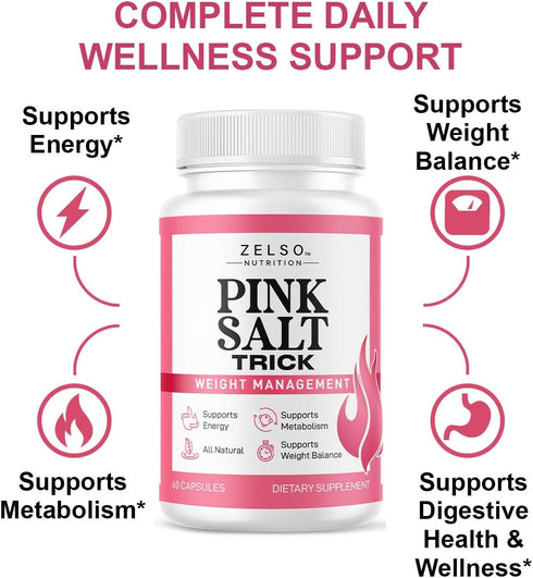 ZELSO (2 Pack) 120 2 Pink Salt Trick Capsules - Original PinkSalt Trick Supplement for Weight, Energy & Metabolism