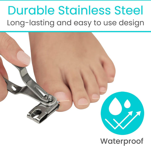 Vive Toenail Clippers for Thick Nails - Heavy Duty Podiatrist Trimmers for Seniors, Fingernail Care Set