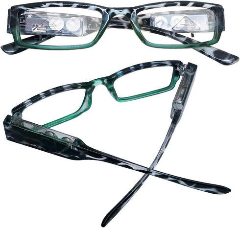 Reading Glasses with Light, Bright LED Readers for Nighttime, Compact Full Frame Eyewear, Clear Vision Unisex +250
