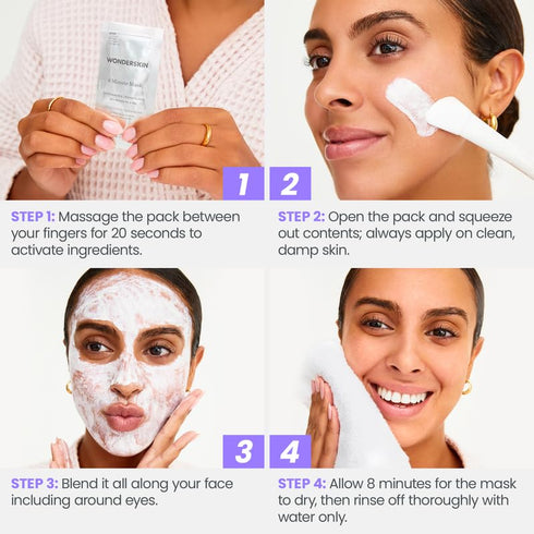 Wonderskin 8 Minute Hydrating Face Mask, Anti Aging Mask with Vitamin C and Niacinamide, Moisturizing Face Mask Pack of