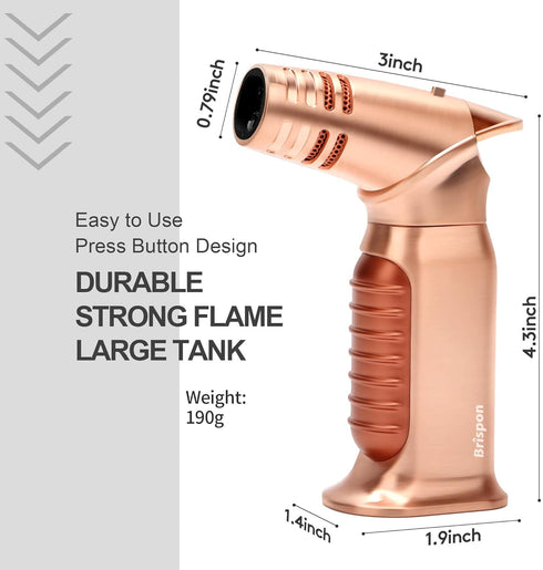 Torch Lighter, Windproof Quad 4 Jet Flame Butane Refillable Lighter with Safety Lock for Kitchen Grill BBQ Candle