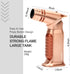 Torch Lighter, Windproof Quad 4 Jet Flame Butane Refillable Lighter with Safety Lock for Kitchen Grill BBQ Candle