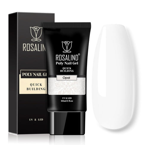 ROSALIND 2 oz White Poly Nail Gel for Nails Opal Extension, Builder for Nail Art Decoration, Acrylic Hard Gel Need UV