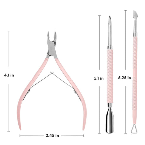 Makartt Cuticle Trimmer with Pusher, 3 PCS Pink Nail Tools for Professional Manicure & Pedicure