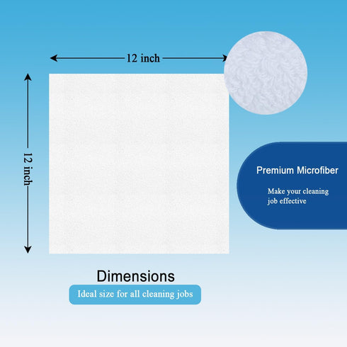 Microfiber Cleaning Cloth 8PK, High Absorbent, Lint-Free, Scratch-Free, 12"x12" Multi-Purpose Drying Towels for Home
