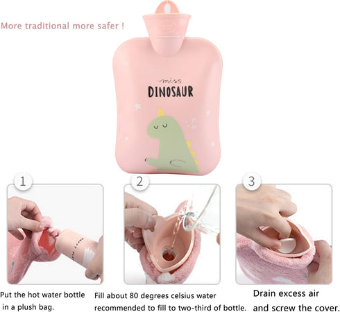 Opliy Hot Water Bag,Hot Water Bottle with Waist Cover Cartoon Warm Water Pouch for Neck and Shoulder, Back,Hand, Legs