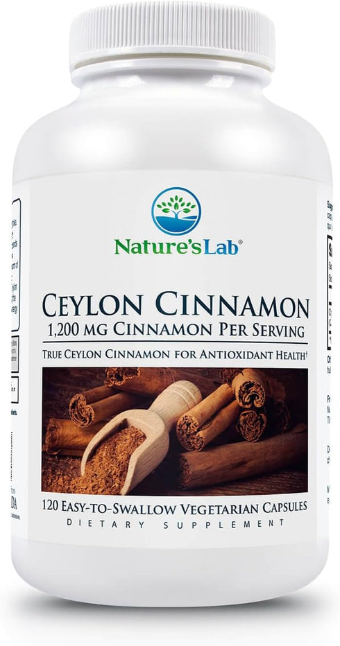 Nature's Lab Ceylon Cinnamon 1,200 mg per Serving, 120 ct (60 Day Supply) - Supports Antioxidant Health
