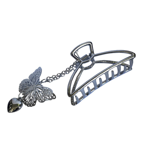 TANG SONG 4PCS Metal Hair Claw Clips – Butterfly and Heart Pendant Hair Catch Barrette Jaw Clamp for Women