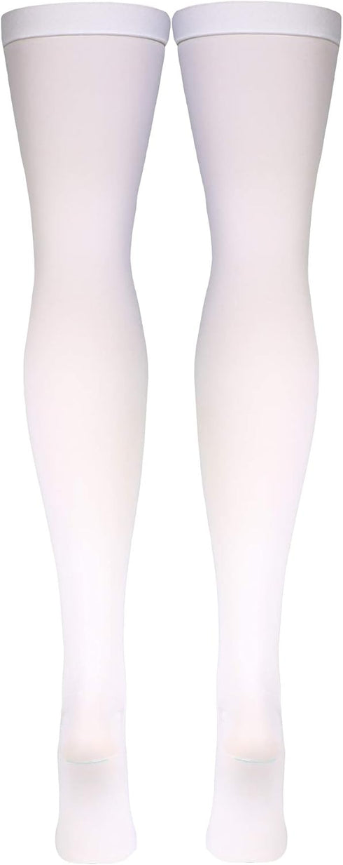 Truform Surgical Stockings, 18 mmHg Compression, Thigh High, Open Toe, White, Small
