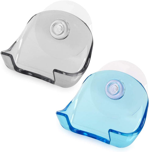 kwmobile 2x Razor Holder with Suction Cup - Self-Adhesive Shaver Wall Mount - Black/Light Blue/Transparent Bathroom