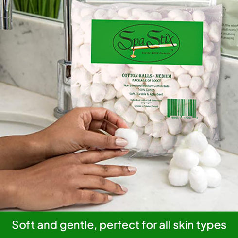 Spa Stix Cotton Balls, 500 Count Medium Size, Non Sterile Super Soft, White