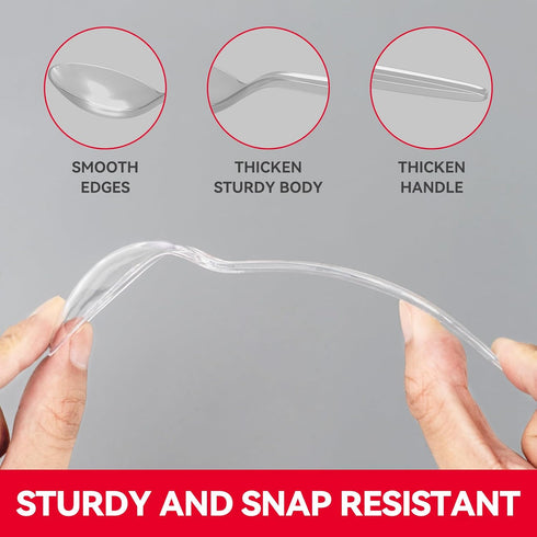 120 Count Heavy Duty Disposable Clear Soup Spoons for Party Supply